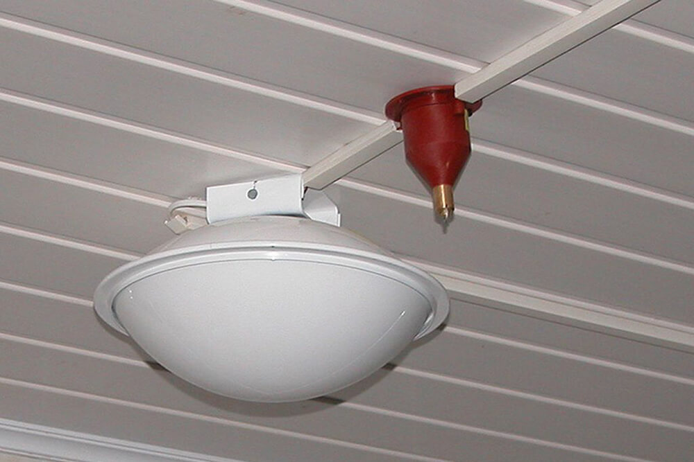 Система порошкового пожаротушения на потолке